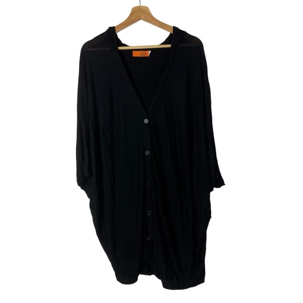 Boutique One A Black Knit Short Sleeve Button Down 2X‎
